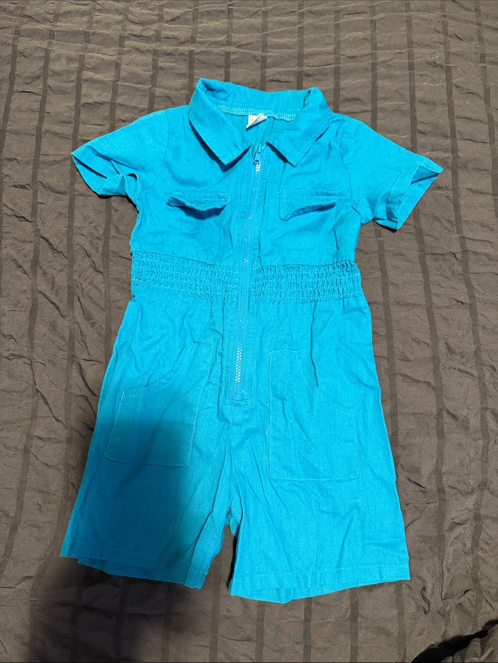 Bright Turquoise Kids Short Romper